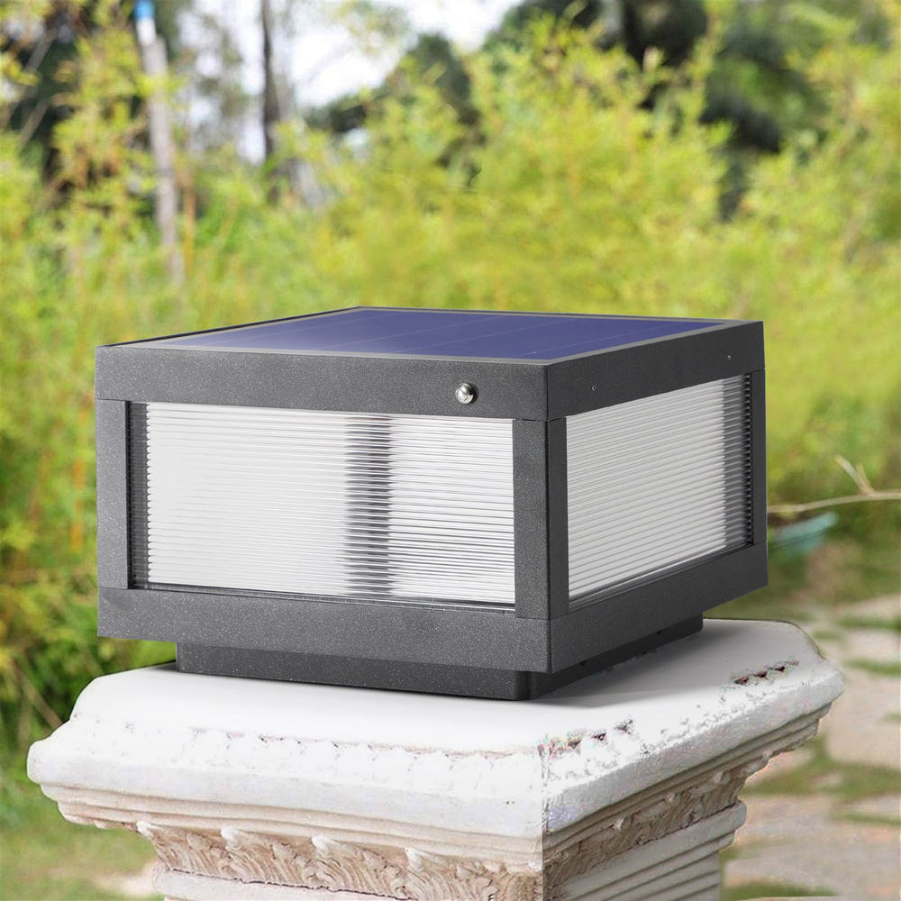 English Elm 12" Solar LED Post Cap Light Black - Modern IP65 Waterproof Yard, Deck & Pathway Light with Auto On/Off W2312P389940