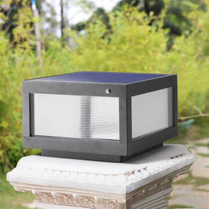 English Elm 12" Solar LED Post Cap Light Black - Modern IP65 Waterproof Yard, Deck & Pathway Light with Auto On/Off W2312P389940