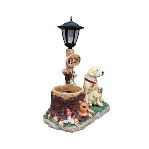 English Elm Labrador Mother and Pup Resin Garden Statue with Integrated Floral Planter Basin W5398P464250