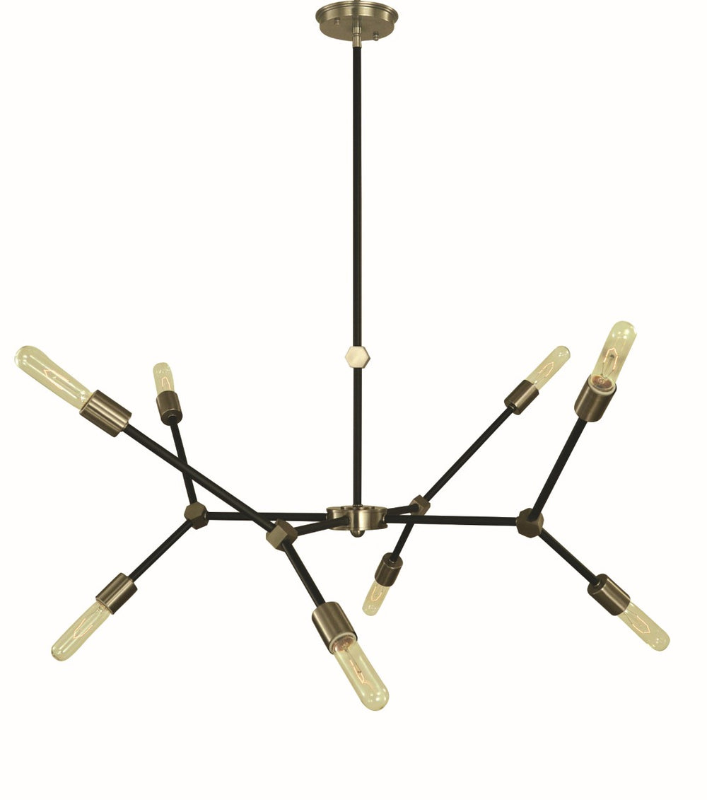 Framburg 8-light Striking Kinetic Dining Chandelier With Unique Hexagon Design For Modern Elegance Brushed Nickel And Matte Black Metal 5632 Bn/Mblack