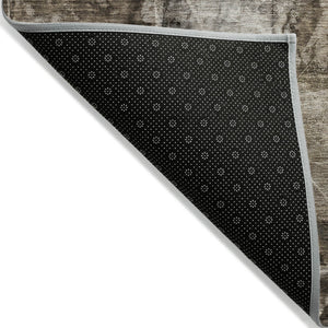 Homeroots 5' X 8' Taupe Floral Washable Non Skid Indoor Outdoor Area Rug Taupe Polyester 563200