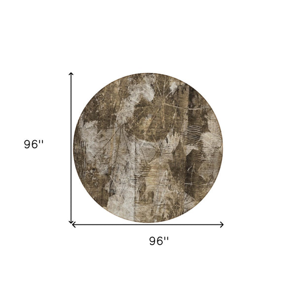 Homeroots 3' Elegant Floral Washable Non-skid Area Rug For Indoor And Outdoor Spaces - Stain Resistant Comfort 8' Round Polyester 563201