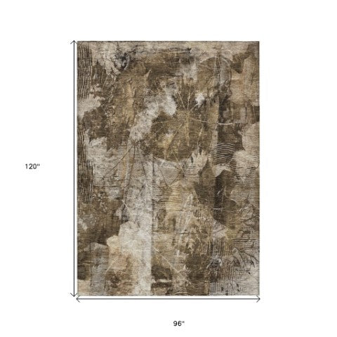 Homeroots 3' Elegant Floral Washable Non-skid Area Rug For Indoor And Outdoor Spaces - Stain Resistant Comfort 8' X 10' Polyester 563202