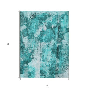 Homeroots 3' Elegant Floral Washable Non-skid Area Rug For Indoor And Outdoor Spaces - Stain Resistant Comfort 3' X 5' Polyester 563208