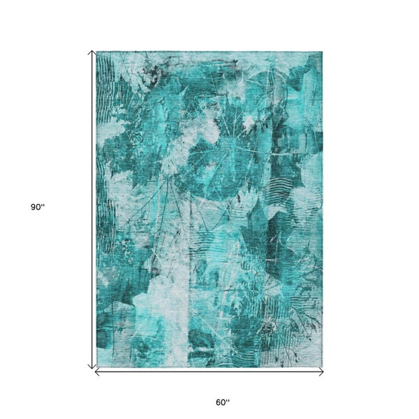 HomeRoots 5' Elegant Taupe and Ivory Floral Washable Area Rug for Indoor and Outdoor Use - Non-Skid Design 5' X 8' 563209