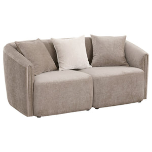 English Elm Silvana Rolled Arm Loveseat with Plush Foam Cushions in Neutral Woven Fabric B062P451816