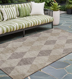 Homeroots 8' Runner Beige Taupe And Brown Geometric Washable Non Skid Indoor Outdoor Runner Rug Beige Polyester 563215