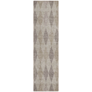 Homeroots 8' Runner Beige Taupe And Brown Geometric Washable Non Skid Indoor Outdoor Runner Rug Beige Polyester 563215