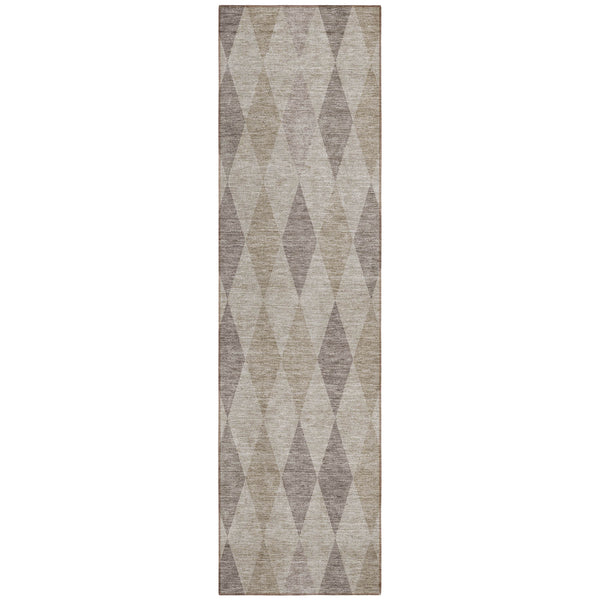 Homeroots 8' Runner Beige Taupe And Brown Geometric Washable Non Skid Indoor Outdoor Runner Rug Beige Polyester 563215