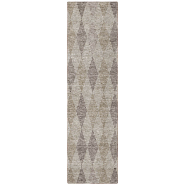 Homeroots 8' Runner Beige Taupe And Brown Geometric Washable Non Skid Indoor Outdoor Runner Rug Beige Polyester 563215