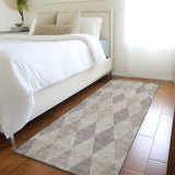 Homeroots 8' Runner Beige Taupe And Brown Geometric Washable Non Skid Indoor Outdoor Runner Rug Beige Polyester 563215