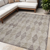 Homeroots 5' X 8' Beige Taupe And Brown Geometric Washable Non Skid Indoor Outdoor Area Rug Beige Polyester 563218