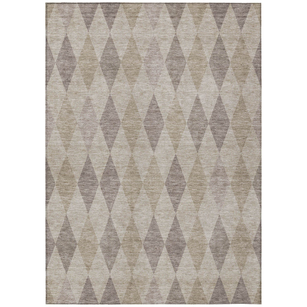 Homeroots 5' X 8' Beige Taupe And Brown Geometric Washable Non Skid Indoor Outdoor Area Rug Beige Polyester 563218