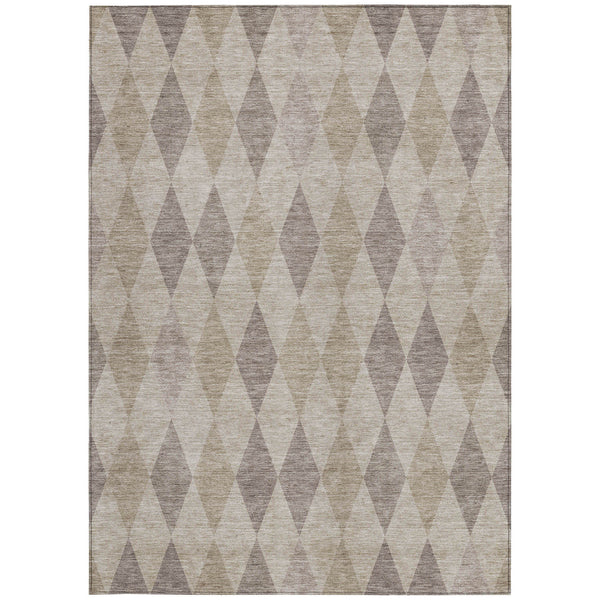 Homeroots 5' X 8' Beige Taupe And Brown Geometric Washable Non Skid Indoor Outdoor Area Rug Beige Polyester 563218