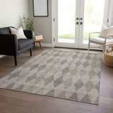 Homeroots 5' X 8' Beige Taupe And Brown Geometric Washable Non Skid Indoor Outdoor Area Rug Beige Polyester 563218