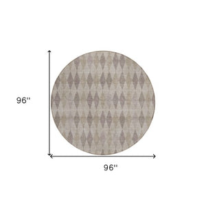 Homeroots 3' Stylish Beige Taupe And Brown Geometric Indoor Outdoor Area Rug – Washable & Non Skid Design 8' Round Polyester 563219