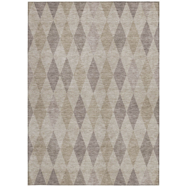 Homeroots 3' Stylish Beige Taupe And Brown Geometric Indoor Outdoor Area Rug – Washable & Non Skid Design 8' X 10' Polyester 563220