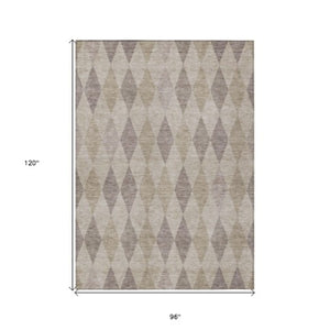 Homeroots 3' Stylish Beige Taupe And Brown Geometric Indoor Outdoor Area Rug – Washable & Non Skid Design 8' X 10' Polyester 563220