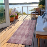 Homeroots 8' Runner Blush Geometric Washable Non Skid Indoor Outdoor Runner Rug Blush Polyester 563224