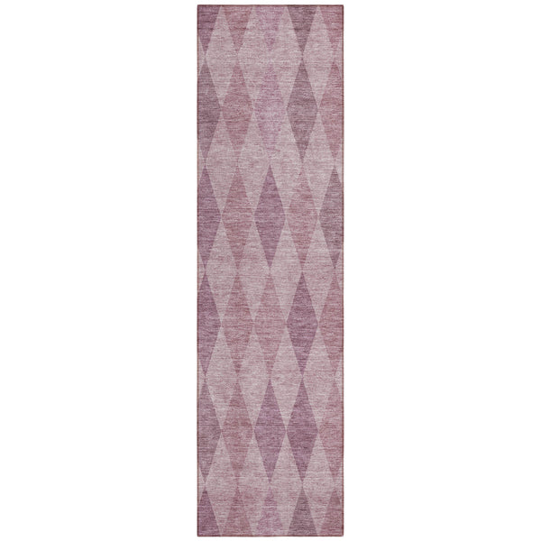 Homeroots 8' Runner Blush Geometric Washable Non Skid Indoor Outdoor Runner Rug Blush Polyester 563224