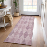 Homeroots 8' Runner Blush Geometric Washable Non Skid Indoor Outdoor Runner Rug Blush Polyester 563224