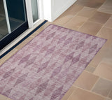 Homeroots 3' X 5' Blush Geometric Washable Non Skid Indoor Outdoor Area Rug Blush Polyester 563226