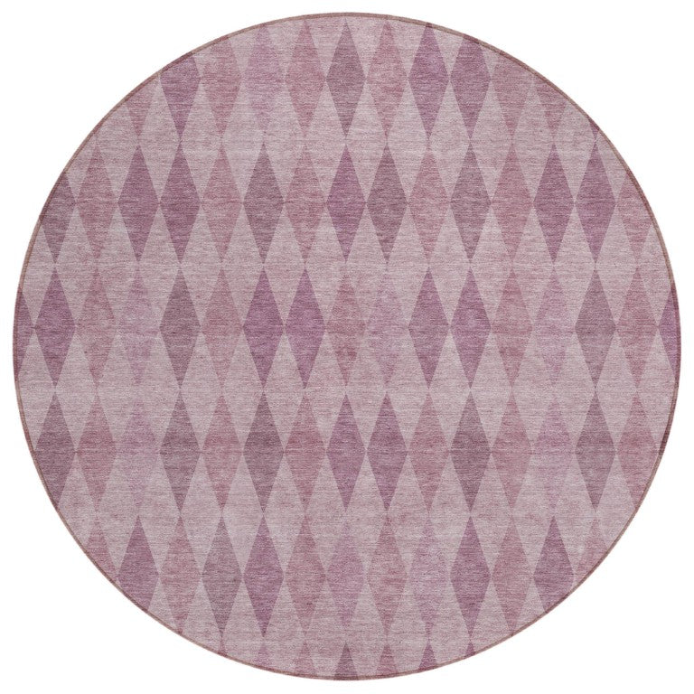 HomeRoots 8 Ft Round Geometric Washable Indoor Outdoor Rug with Non-skid Felt Backing 563228