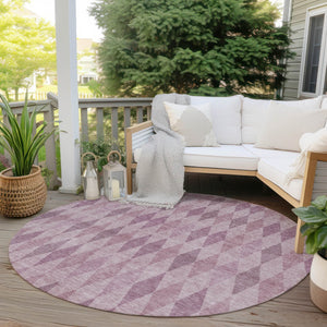 Homeroots 3' Stylish Beige Taupe And Brown Geometric Indoor Outdoor Area Rug – Washable & Non Skid Design 8' Round Polyester 563228