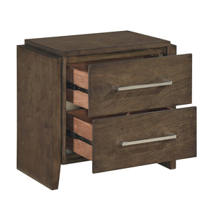 English Elm Transitional Dark Walnut Nightstand Two Drawers Solid Rubberwood 26x15.5x24.5" No Assembly Required elegante B011P332262