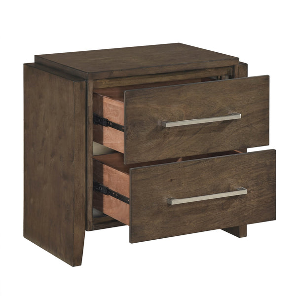 English Elm Transitional Dark Walnut Nightstand Two Drawers Solid Rubberwood 26x15.5x24.5" No Assembly Required elegante B011P332262