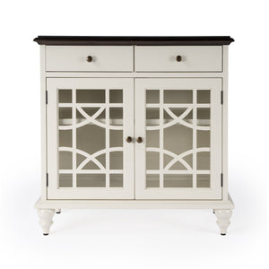 Butler Specialty Rene Farmhouse Style 2 Door Cabinet With Drawers - Ample Storage For Home & Entryway Organization White Bayur Wood,Mdf,Okume Veneer,Glass 5632304-butler