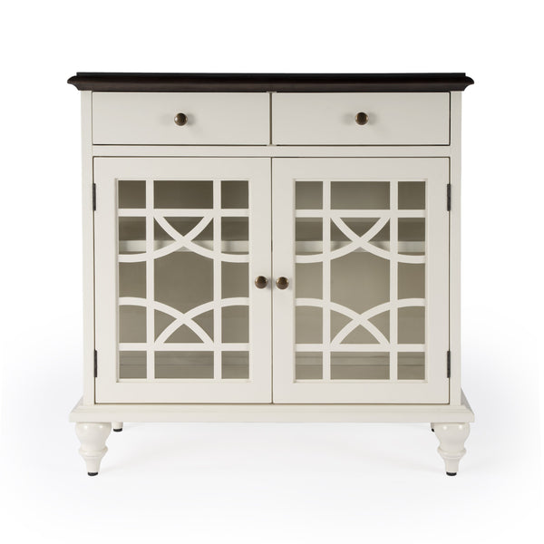 Butler Specialty Rene Farmhouse Style 2 Door Cabinet With Drawers - Ample Storage For Home & Entryway Organization White Bayur Wood,Mdf,Okume Veneer,Glass 5632304-butler