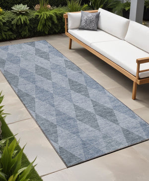 Homeroots 3' Stylish Beige Taupe And Brown Geometric Indoor Outdoor Area Rug – Washable & Non Skid Design Denim Polyester 563233