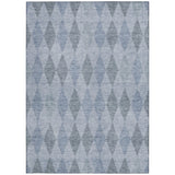 Homeroots 5' X 8' Denim Blue Geometric Washable Non Skid Indoor Outdoor Area Rug Denim Polyester 563236