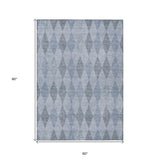 Homeroots 5' X 8' Denim Blue Geometric Washable Non Skid Indoor Outdoor Area Rug Denim Polyester 563236