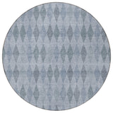 Homeroots 8' Round Denim Blue Round Geometric Washable Non Skid Indoor Outdoor Area Rug Denim Polyester 563237