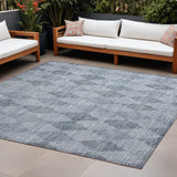 Homeroots 8' X 10' Denim Blue Geometric Washable Non Skid Indoor Outdoor Area Rug Denim Polyester 563238