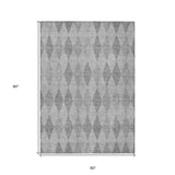 Homeroots 5' X 8' Gray Geometric Washable Non Skid Indoor Outdoor Area Rug Gray Polyester 563245