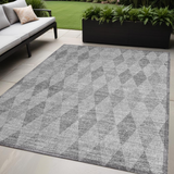 Homeroots 5' X 8' Gray Geometric Washable Non Skid Indoor Outdoor Area Rug Gray Polyester 563245