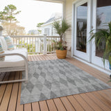 Homeroots 5' X 8' Gray Geometric Washable Non Skid Indoor Outdoor Area Rug Gray Polyester 563245