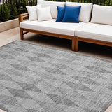 Homeroots 10' X 14' Gray Geometric Washable Non Skid Indoor Outdoor Area Rug Gray Polyester 563249