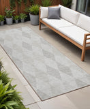 Homeroots 8' Runner Gray Geometric Washable Non Skid Indoor Outdoor Runner Rug Ivory Polyester 563251