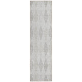 Homeroots 8' Runner Gray Geometric Washable Non Skid Indoor Outdoor Runner Rug Ivory Polyester 563251