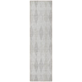 Homeroots 8' Runner Gray Geometric Washable Non Skid Indoor Outdoor Runner Rug Ivory Polyester 563251