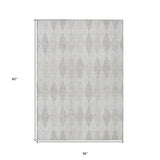 Homeroots 3' X 5' Gray Geometric Washable Non Skid Indoor Outdoor Area Rug Ivory Polyester 563253