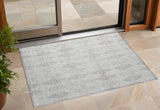 Homeroots 3' X 5' Gray Geometric Washable Non Skid Indoor Outdoor Area Rug Ivory Polyester 563253