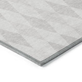 Homeroots 3' X 5' Gray Geometric Washable Non Skid Indoor Outdoor Area Rug Ivory Polyester 563253