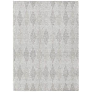 Homeroots 5' X 8' Gray Geometric Washable Non Skid Indoor Outdoor Area Rug Ivory Polyester 563254
