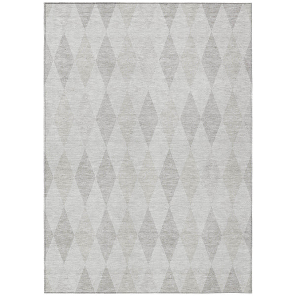 Homeroots 5' X 8' Gray Geometric Washable Non Skid Indoor Outdoor Area Rug Ivory Polyester 563254