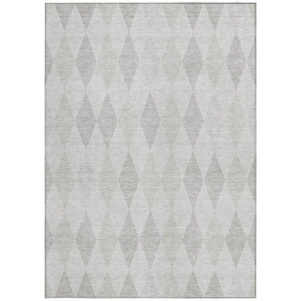 Homeroots 5' X 8' Gray Geometric Washable Non Skid Indoor Outdoor Area Rug Ivory Polyester 563254